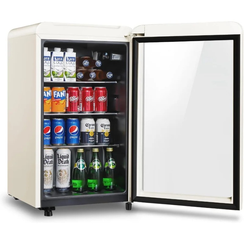 Wine Beer Mini Fridge - Retro Beverage Refrigerator Cooler 3.2 Cu.ft